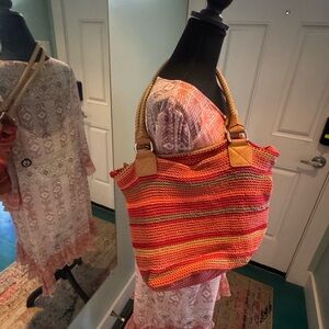 The Sak Vibrant Red and Orange Tote